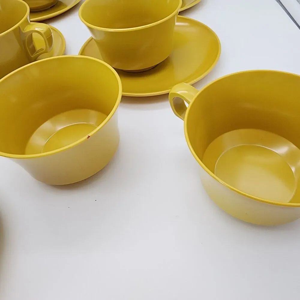 Vintage Melamine Coffee Cups Bowls Plates Harvest Yellow 24 Ct Allied Chemical
